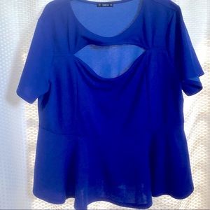 Blue cut to the chest blouse